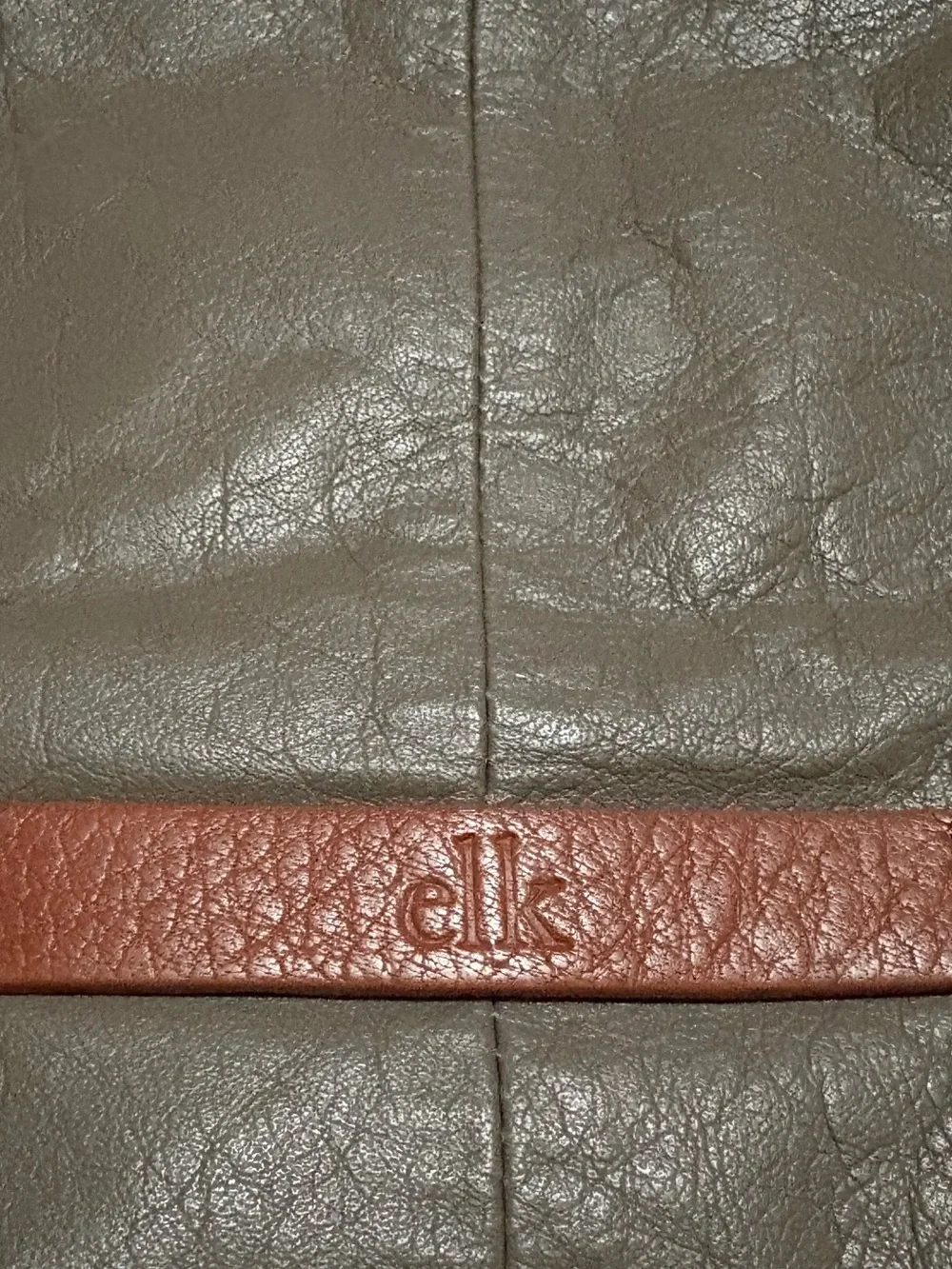 ELK The Label Leather Convertible Crossbody Bag in Grey with Tan Accent